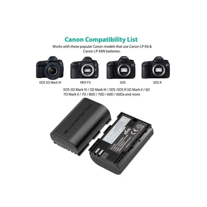 Bộ 2 pin và sạc kép RAVPower RP-BC003 for Canon - Chính hãng (LP-E6N)
