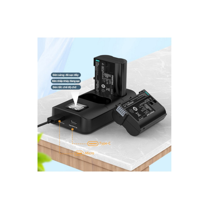 Bộ 2 pin & sạc Pisen EN-EL15c dùng cho Nikon - Chính hãng