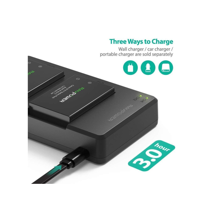 Bộ 2 pin và sạc kép RAVPower RP-BC013 for Canon - Chính hãng (LP-E17)