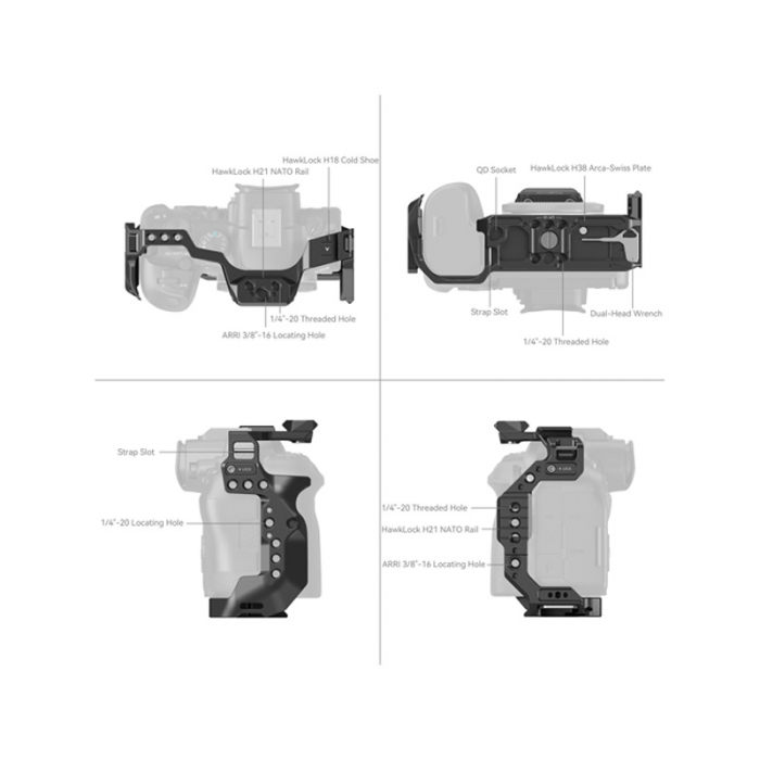 SmallRig HawkLock Quick Release Cage Cho Canon EOS R6 Mark II