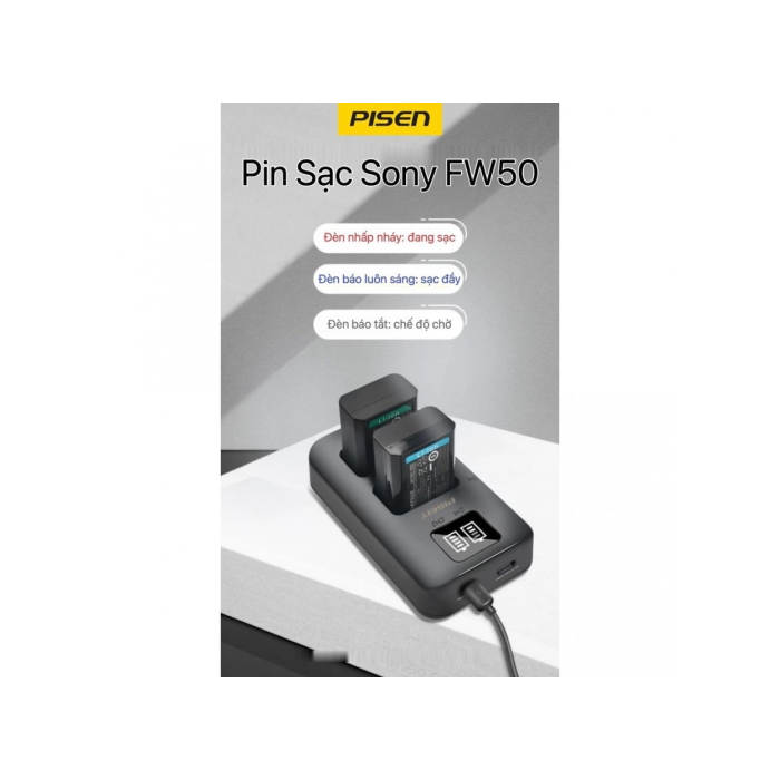 Pin sạc Pisen NP-FW50 dùng cho Sony - Chính hãng