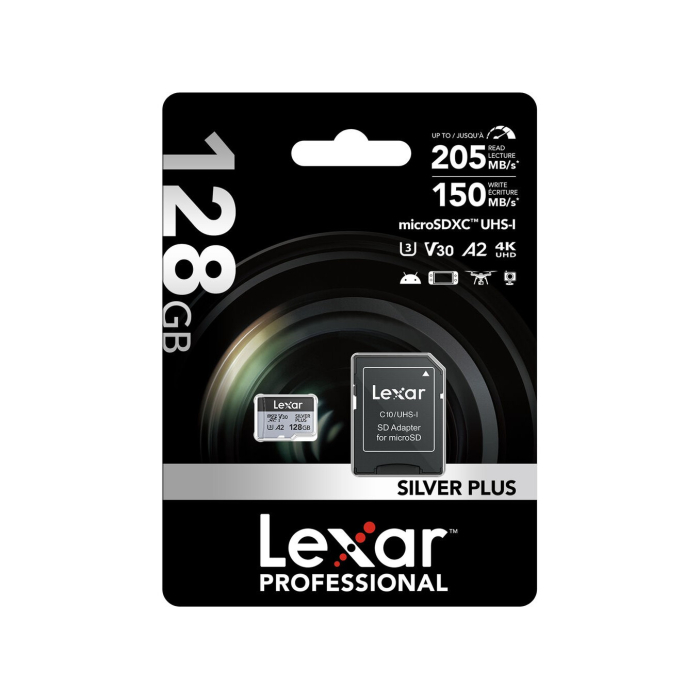 Thẻ nhớ microSDXC Lexar 128GB 205MB/s UHS-I Professional Silver Plus Series