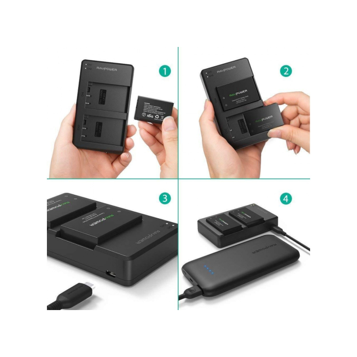 Bộ 2 pin và sạc kép RAVPower RP-BC013 for Canon - Chính hãng (LP-E17)