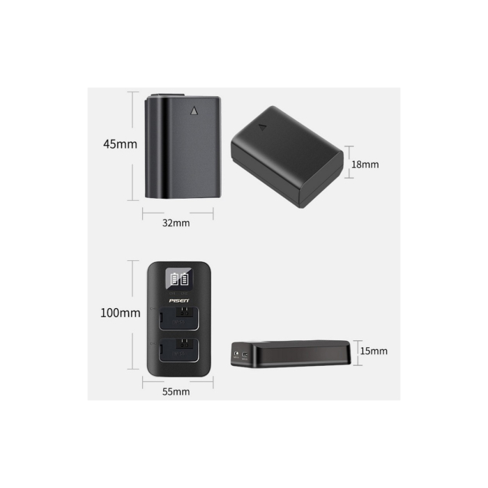 Bộ 2 pin & sạc Pisen NP-FW50 dùng cho Sony - Chính hãng